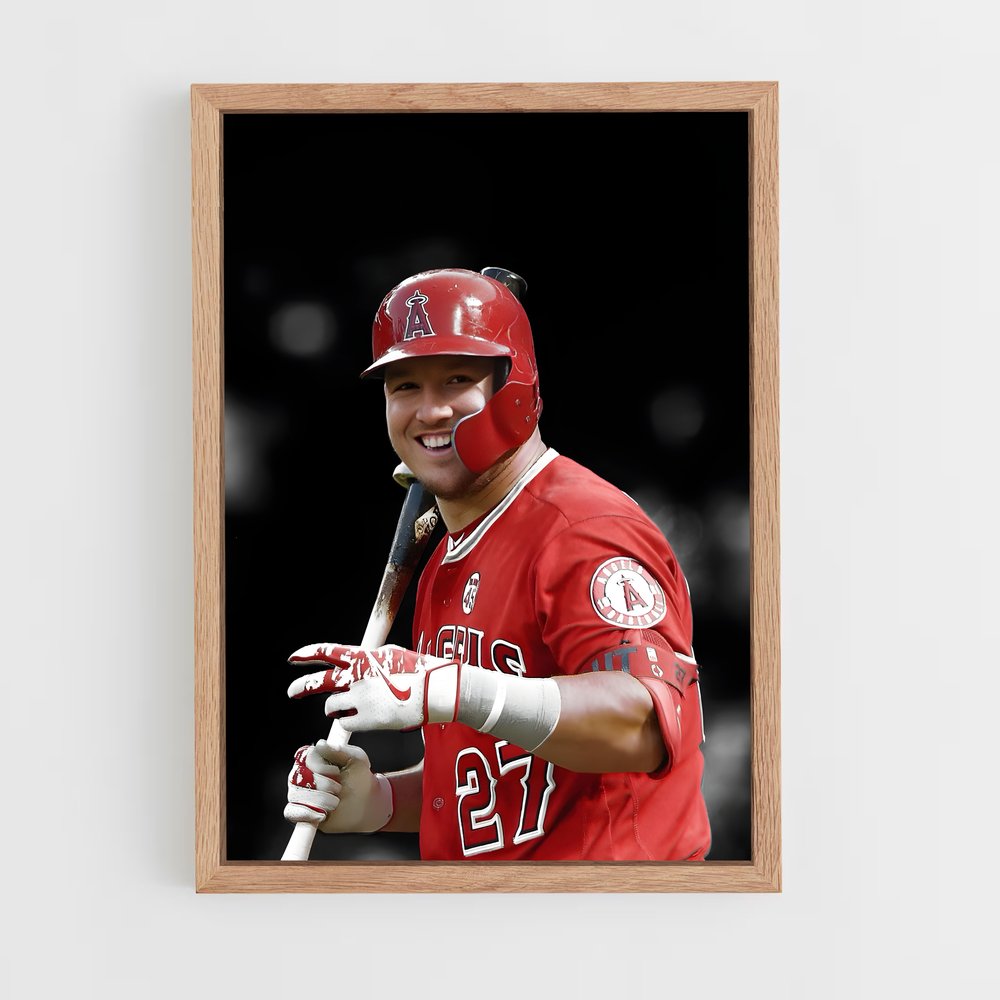 ap-mike trout-3 cadre Bois clair