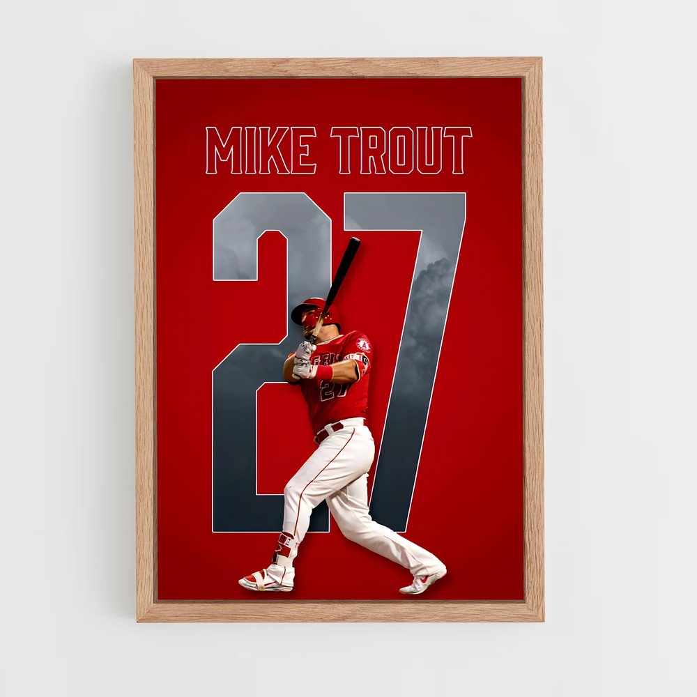 ap-mike trout-4 cadre Bois clair