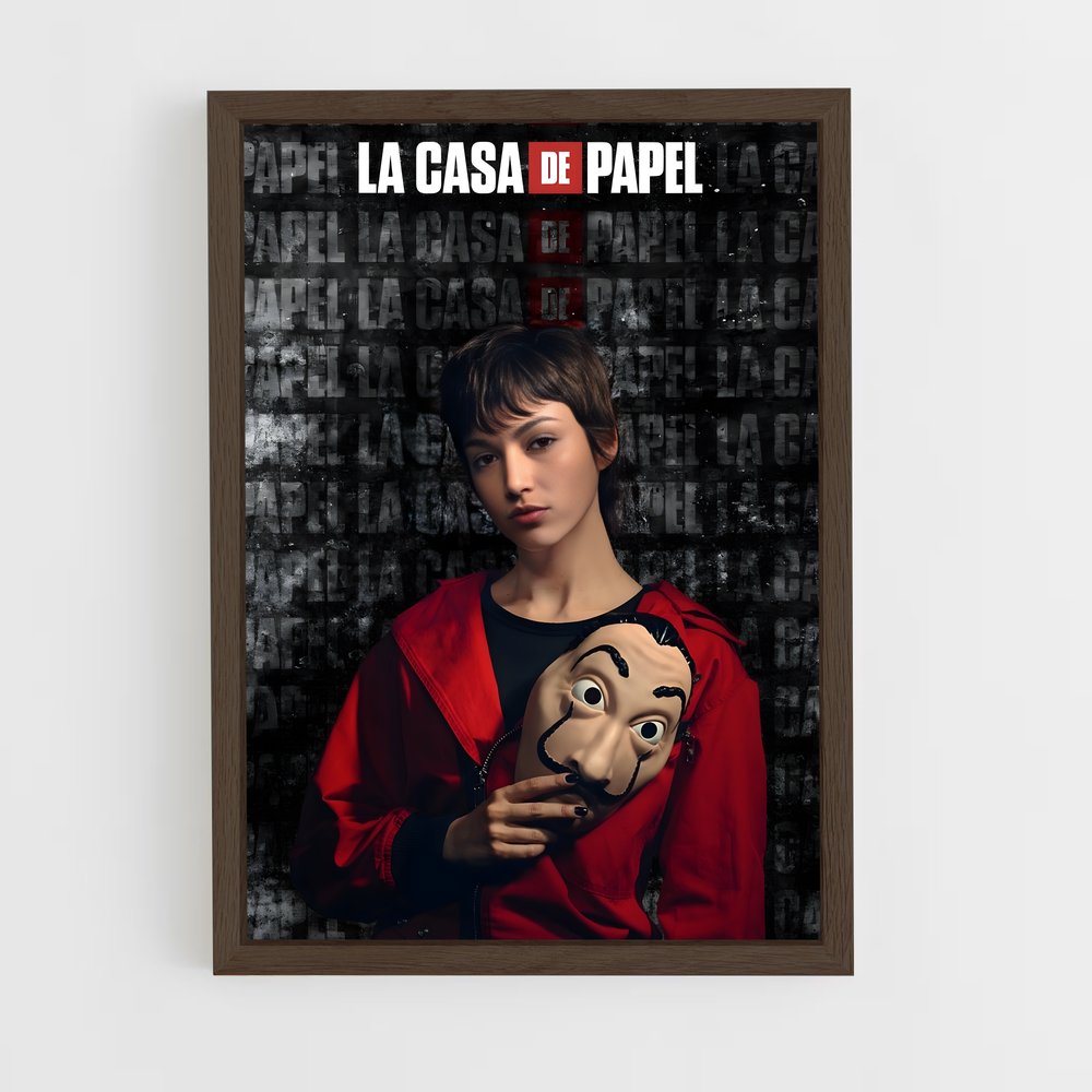 ap-money heist la casa de papel-12 cadre Bois foncé