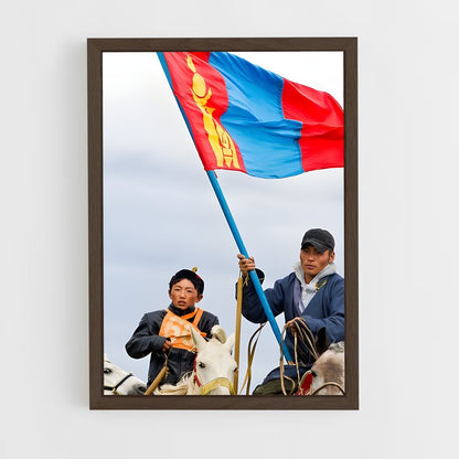 ap-mongolia flag-1 cadre Bois foncé