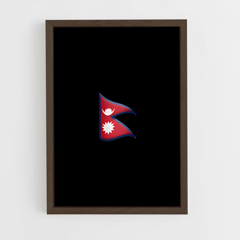 ap-nepal flag-1 cadre Bois foncé