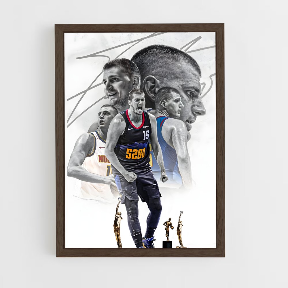 ap-nikola jokic-4 cadre Bois foncé