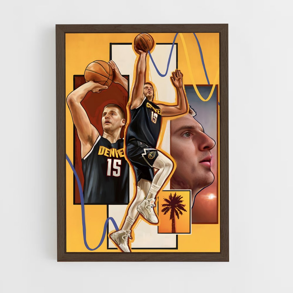 ap-nikola jokic-6 cadre Bois foncé