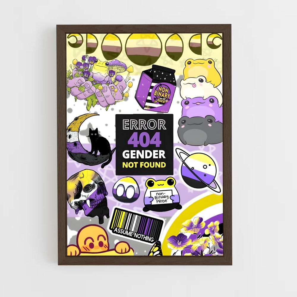 ap-non binary flag-1 cadre Bois foncé