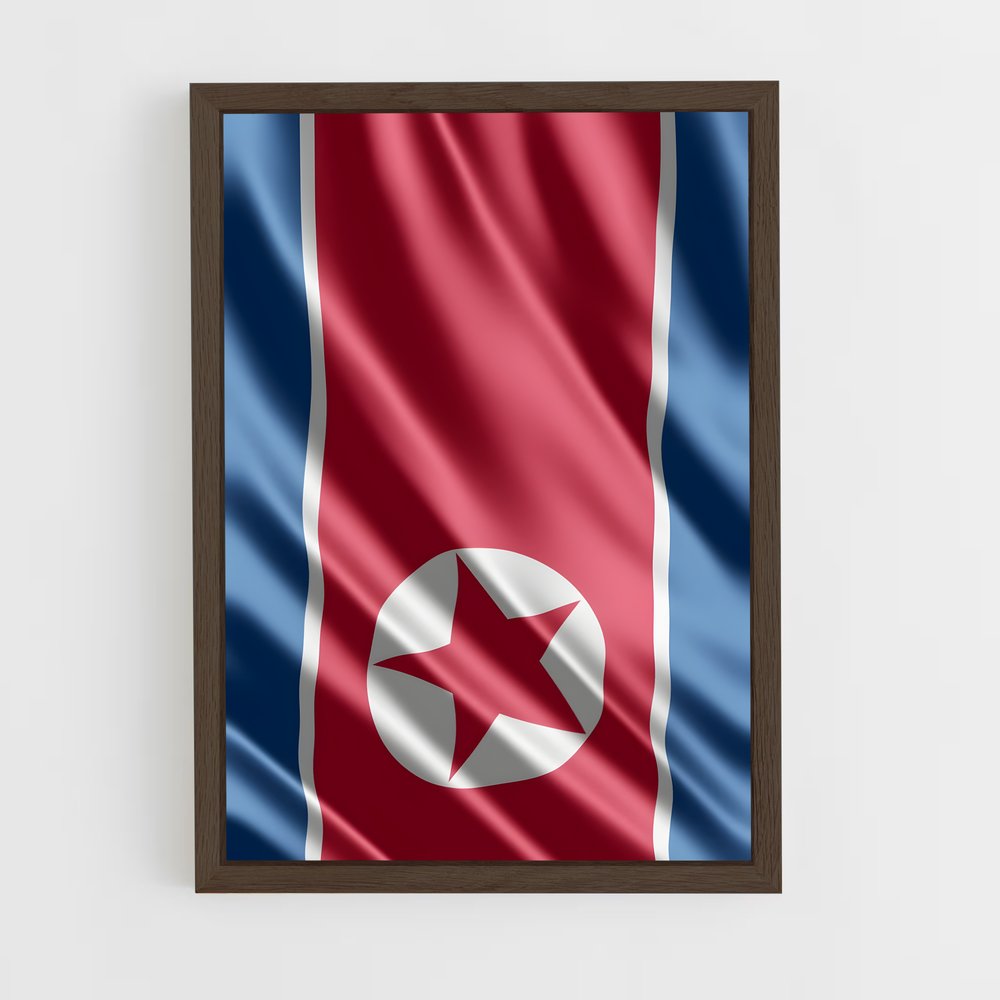 ap-north korea flag-1 cadre Bois foncé