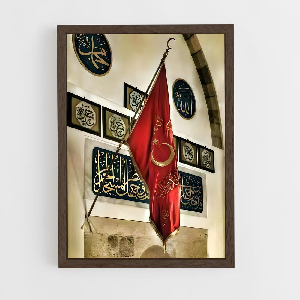 ap-ottoman empire flag-1 cadre Bois foncé