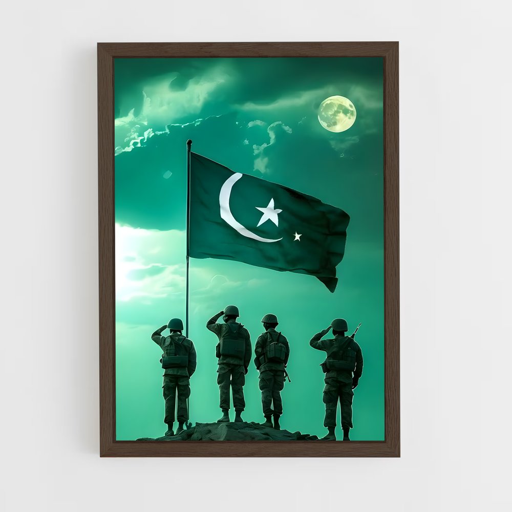 ap-pakistan flag-4 cadre Bois foncé