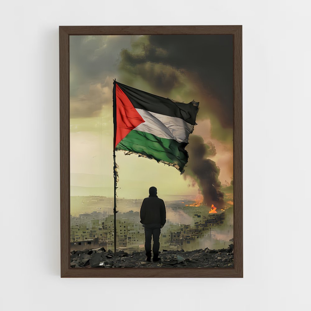 ap-palestine flag-3 cadre Bois foncé