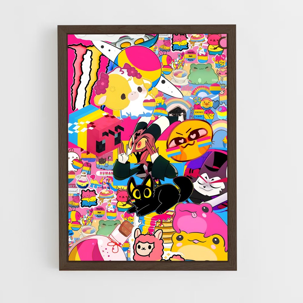 ap-pansexual flag-1 cadre Bois foncé