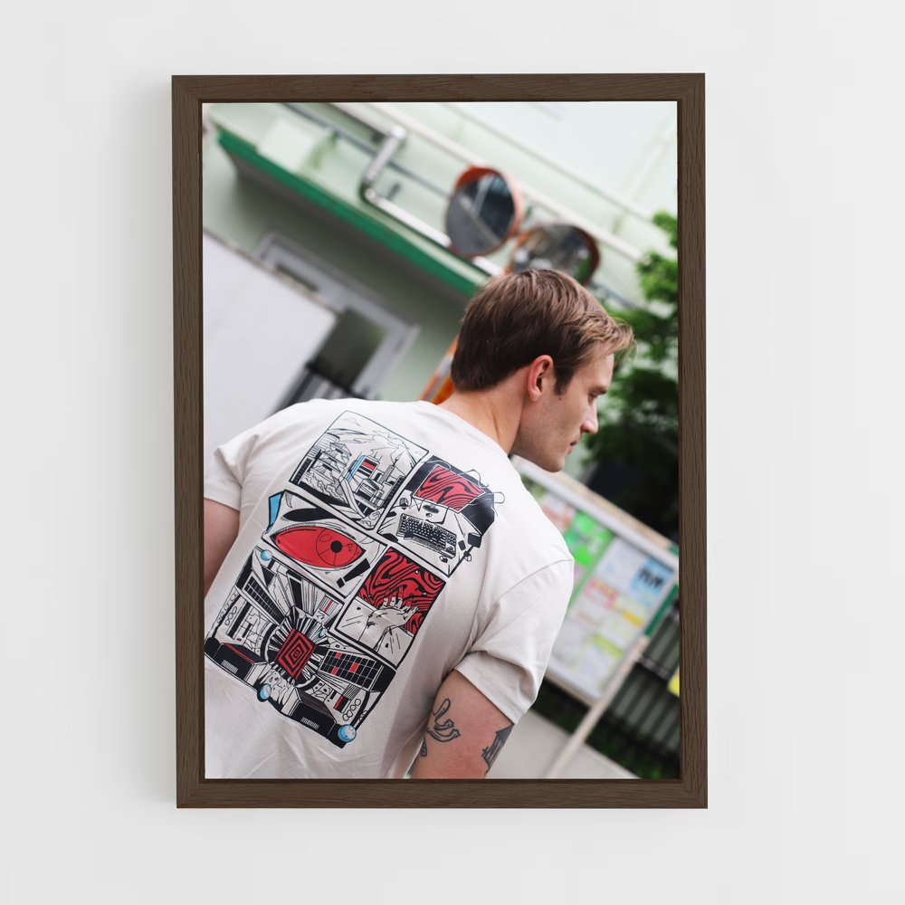 ap-pewdiepie japan-1 cadre Bois foncé