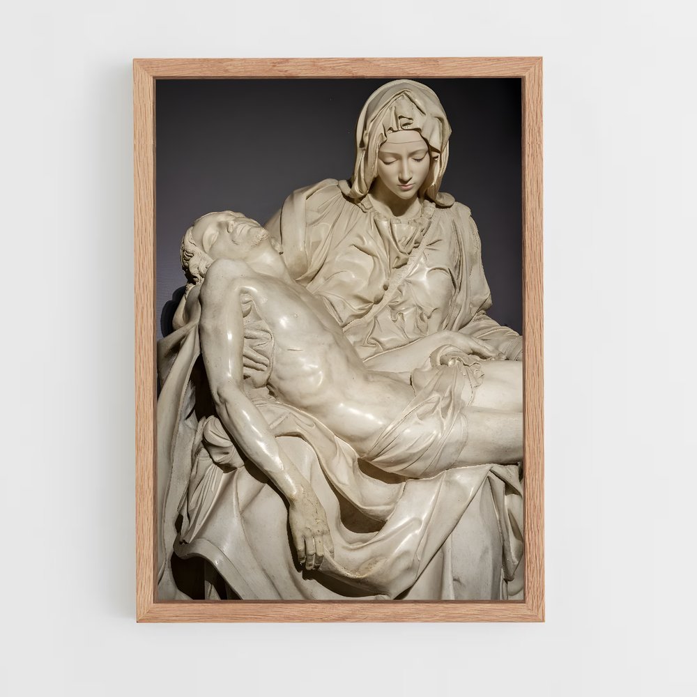 ap-pieta michelangelo-4 cadre Bois clair