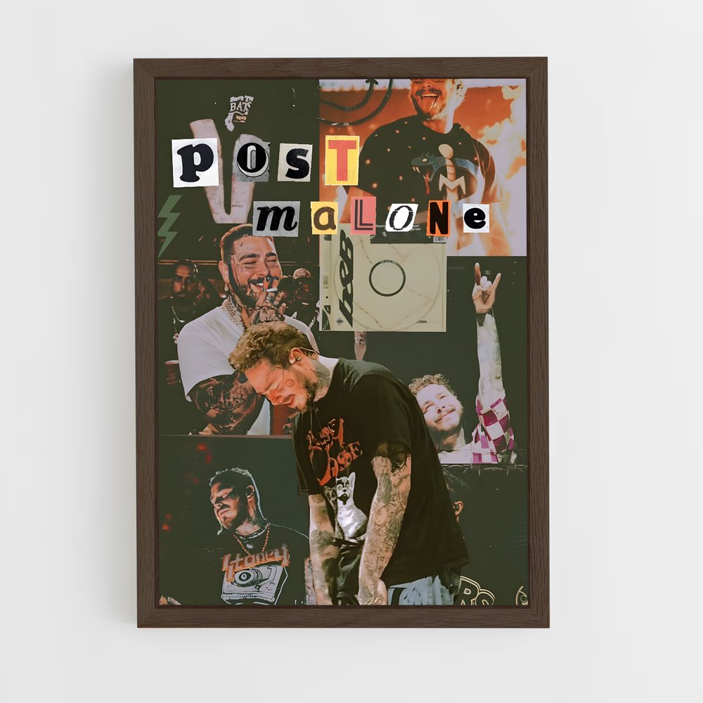 ap-post malone-11 cadre Bois foncé