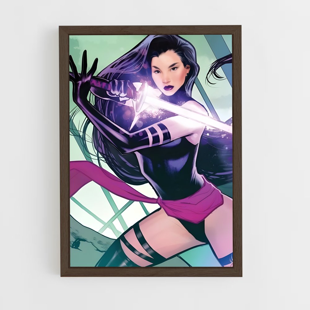 ap-psylocke x-men-7 cadre Bois foncé