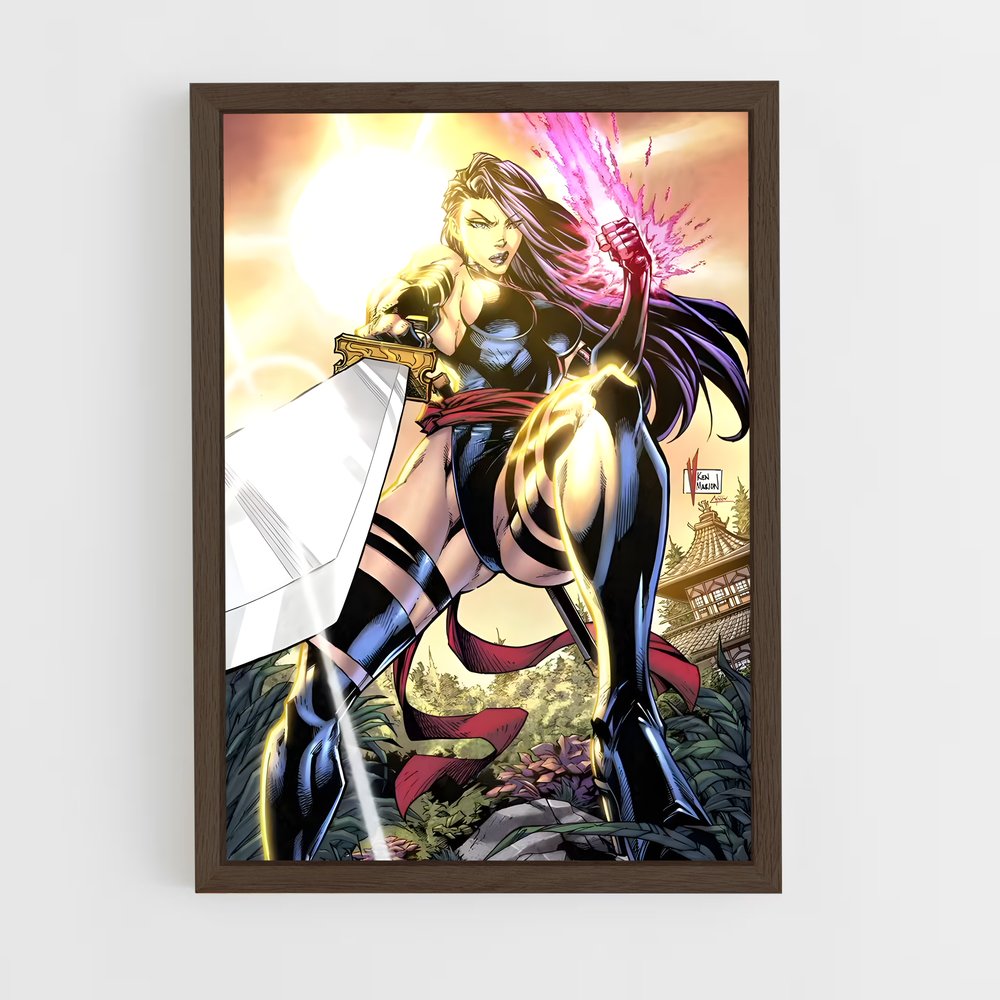 ap-psylocke x-men-8 cadre Bois foncé