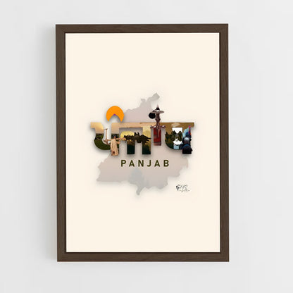 ap-punjab flag-2 cadre Bois foncé