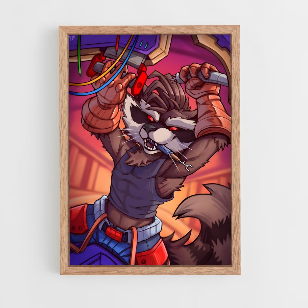 ap-rocket raccoon-5 cadre Bois clair