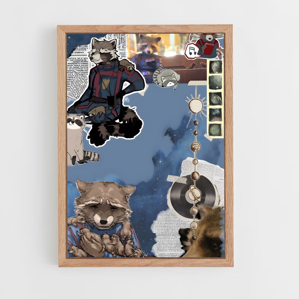 ap-rocket raccoon-7 cadre Bois clair