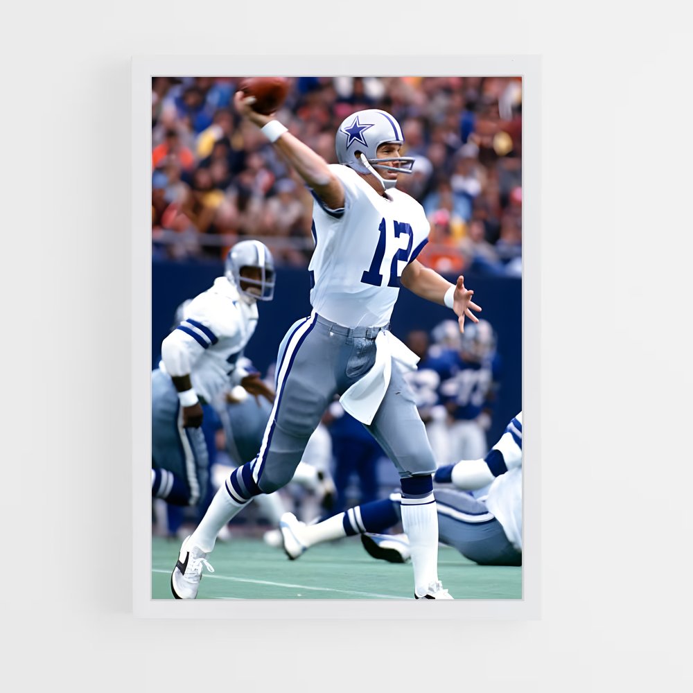 ap-roger staubach-3 cadre Blanc