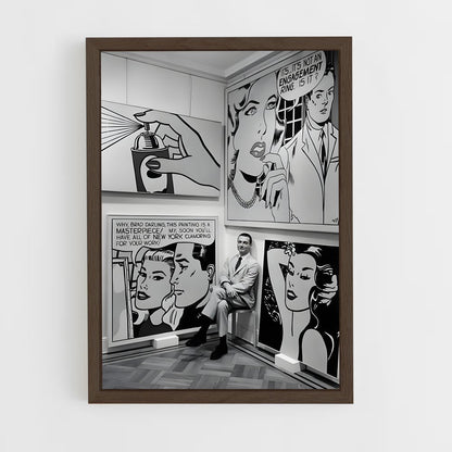 ap-roy lichtenstein-4 cadre Bois foncé