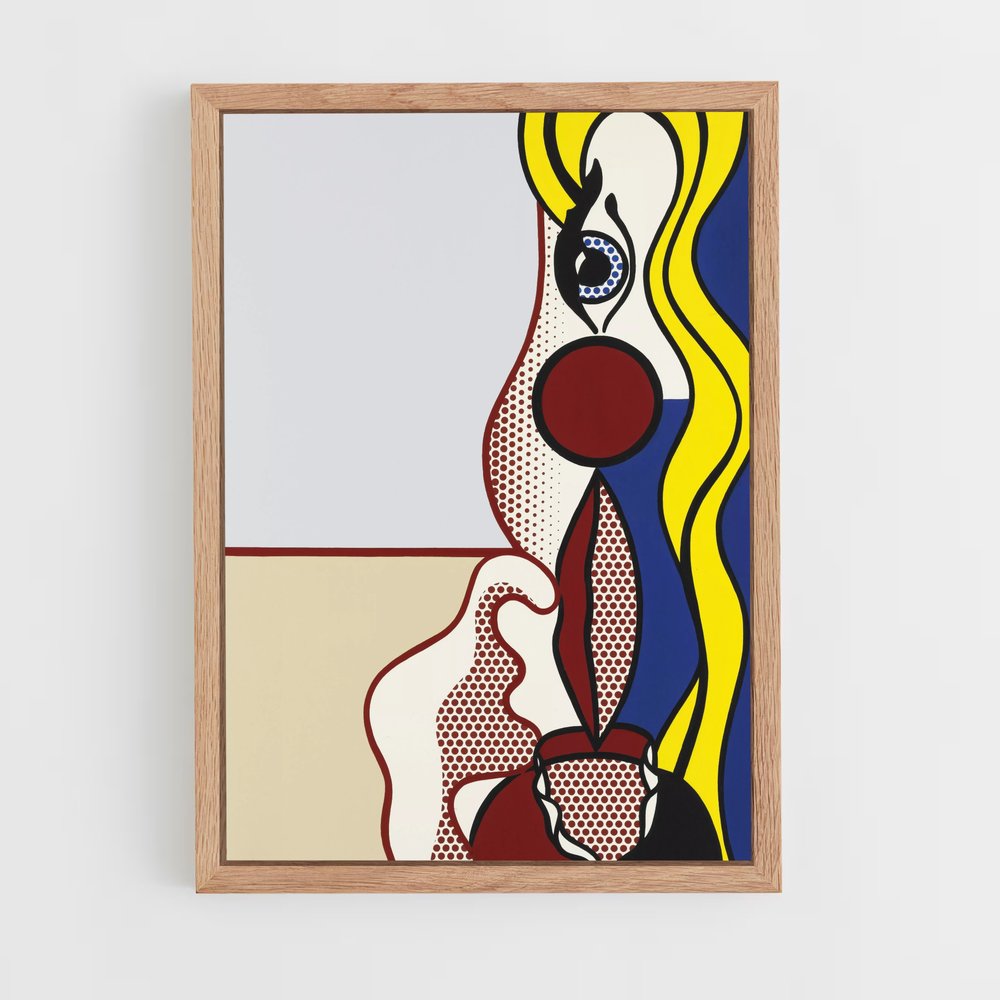 ap-roy lichtenstein-5 cadre Bois clair