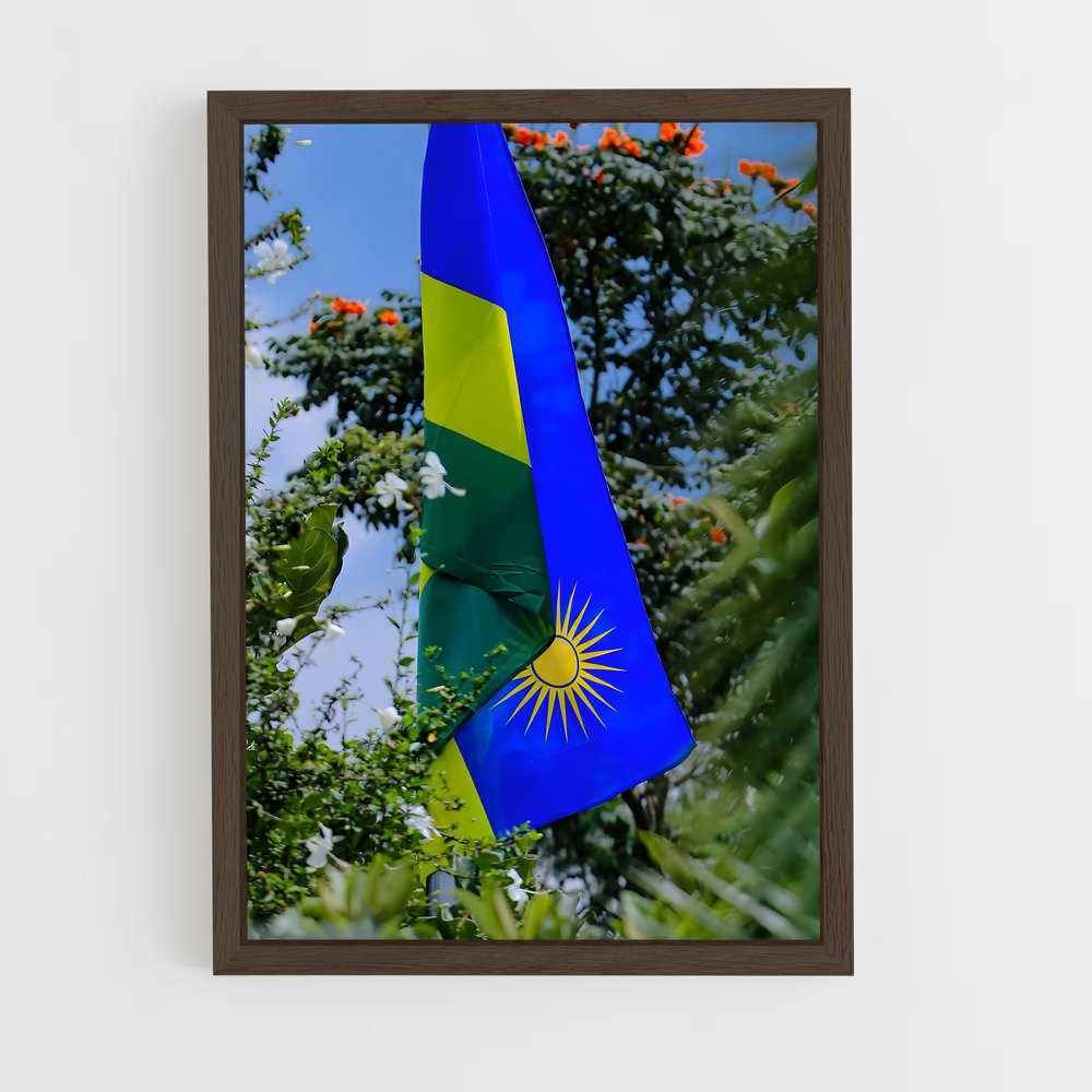 ap-rwanda flag-4 cadre Bois foncé