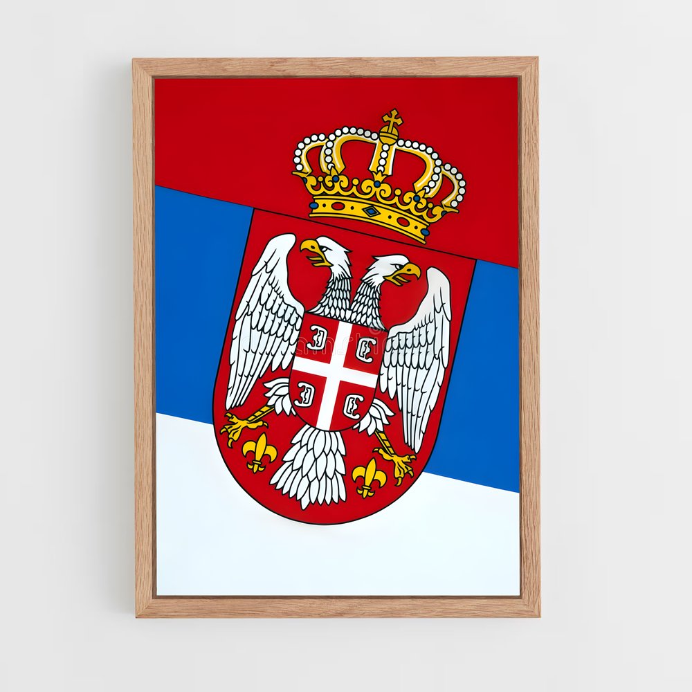 ap-serbia flag-1 cadre Bois clair