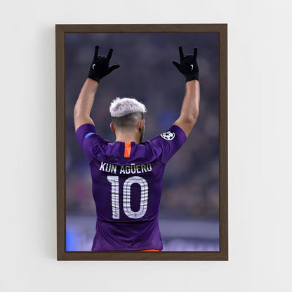 ap-sergio aguero-11 cadre Bois foncé
