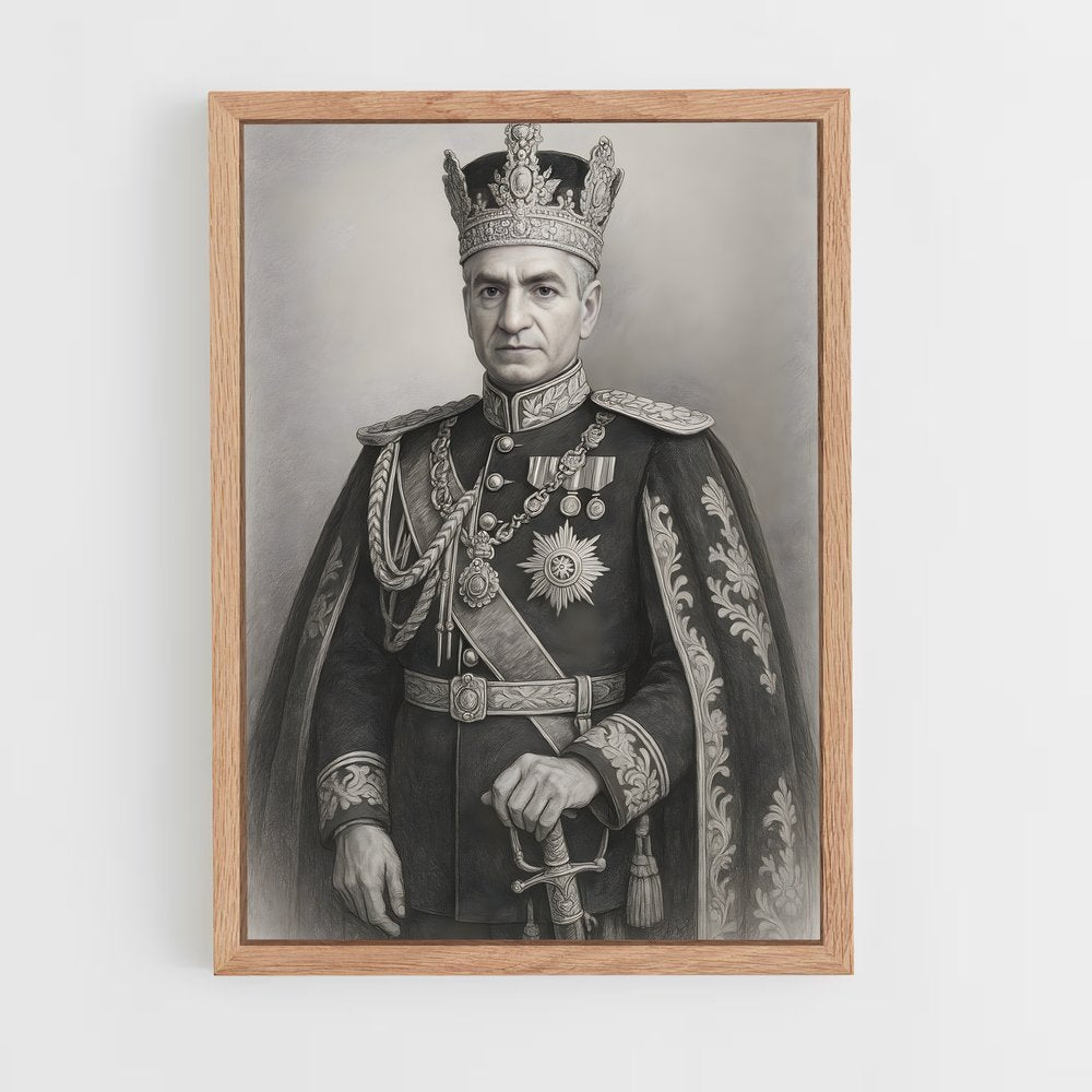 ap-shah mohammad reza pahlavi-7 cadre Bois clair
