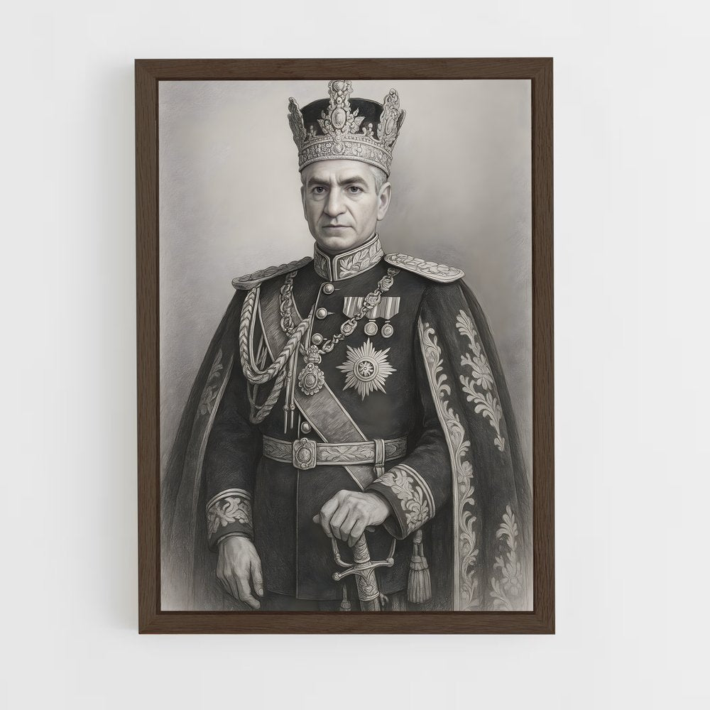 ap-shah mohammad reza pahlavi-7 cadre Bois foncé