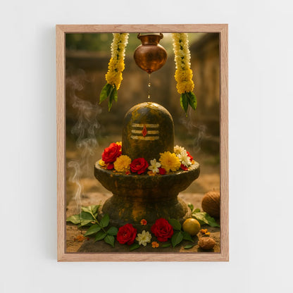 ap-shiva lingam-4 cadre Bois clair