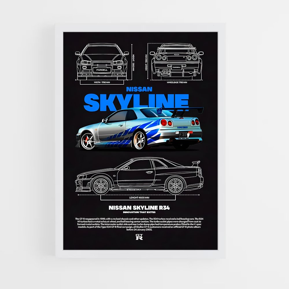 ap-skyline gt-r r34-3 cadre Blanc