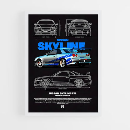 ap-skyline gt-r r34-3 cadre Blanc