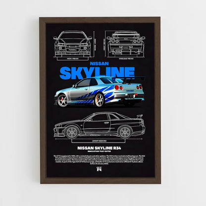 ap-skyline gt-r r34-3 cadre Bois foncé
