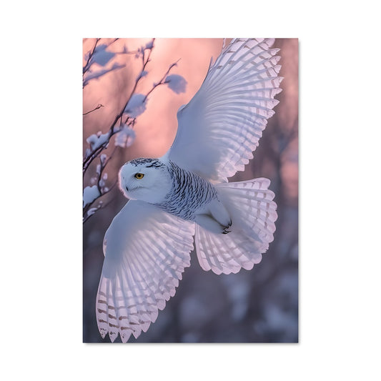 Poster Hibou des Neiges en Vole