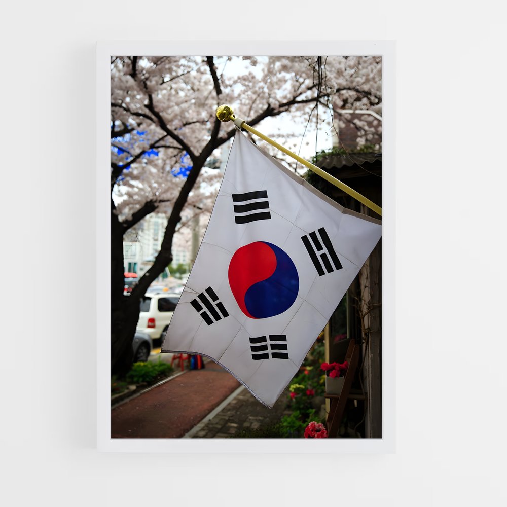 ap-south korea flag-3 cadre Blanc