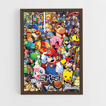 ap-super smash bros-4 cadre Bois foncé