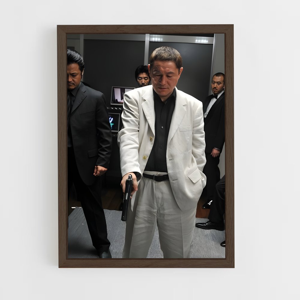ap-takeshi kitano-3 cadre Bois foncé