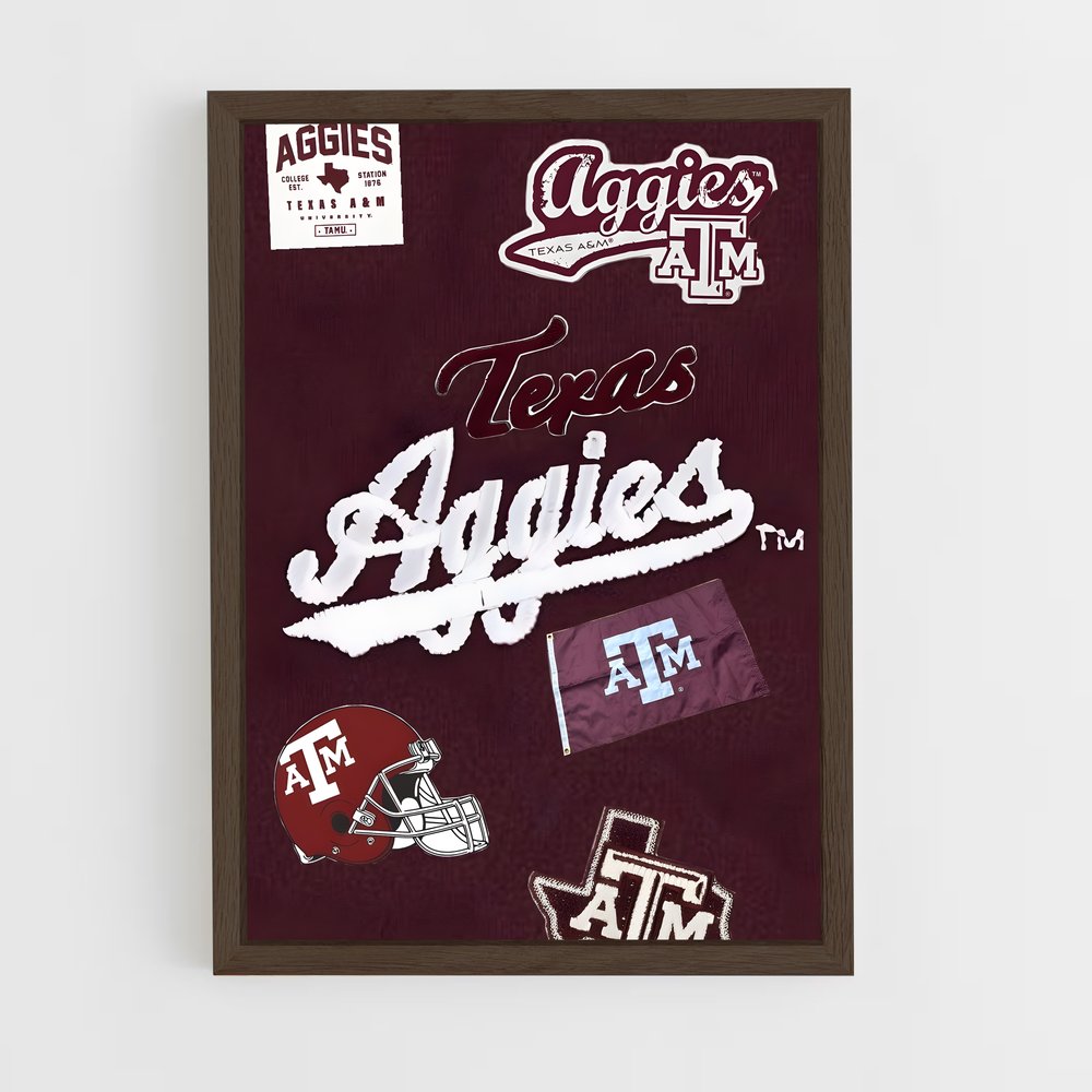 ap-texas aandm aggies-7 cadre Bois foncé