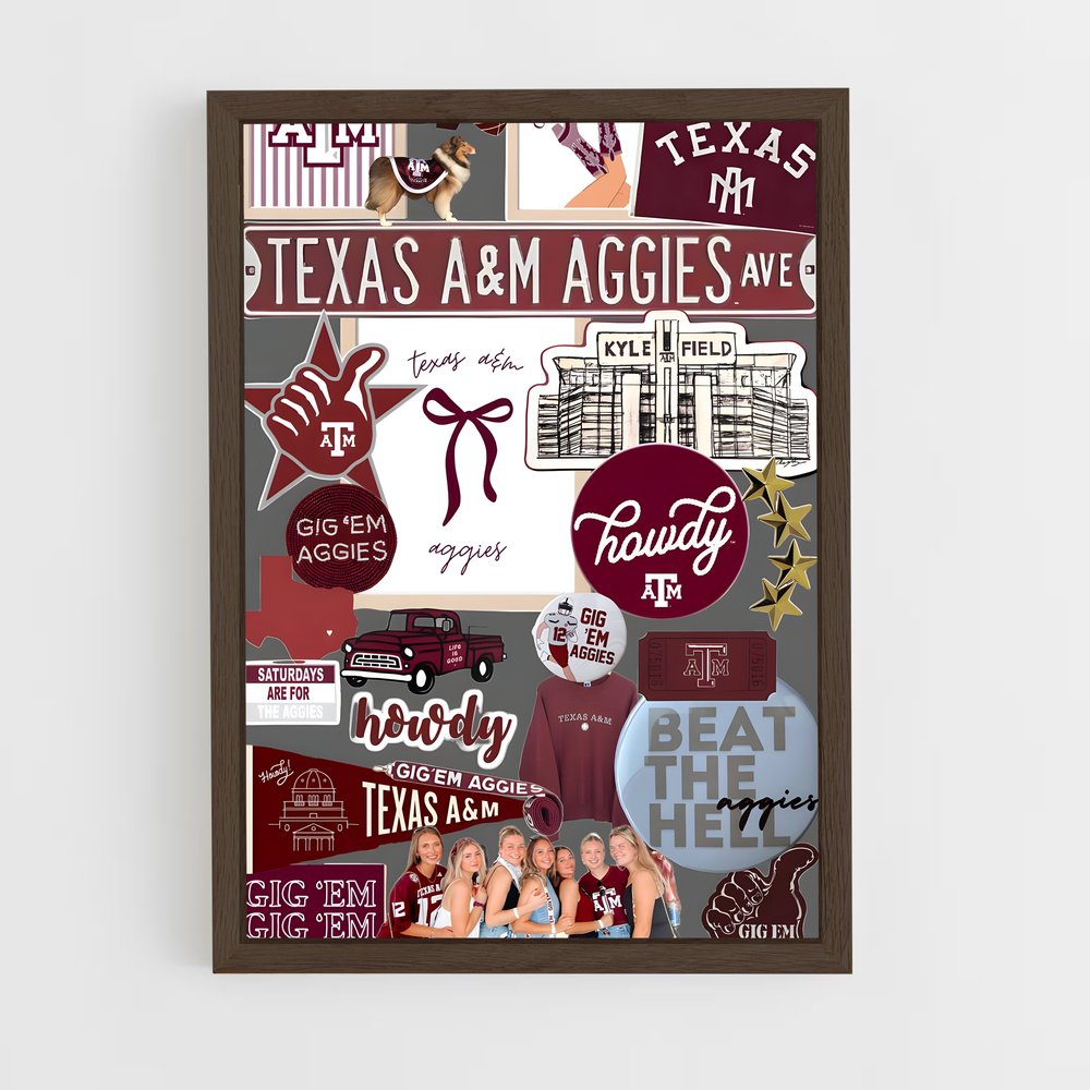 ap-texas aandm aggies-8 cadre Bois foncé