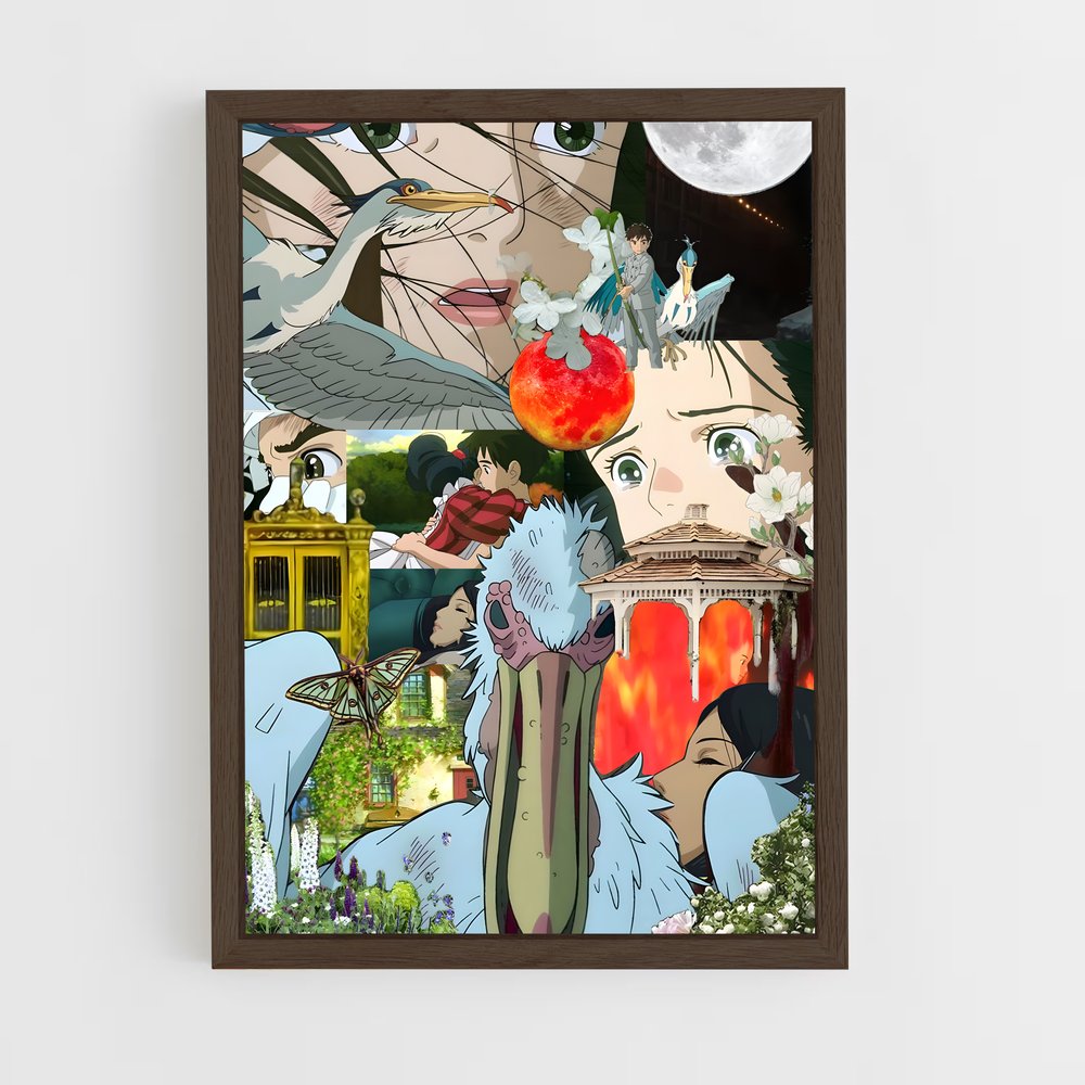 ap-the boy and the heron-4 cadre Bois foncé