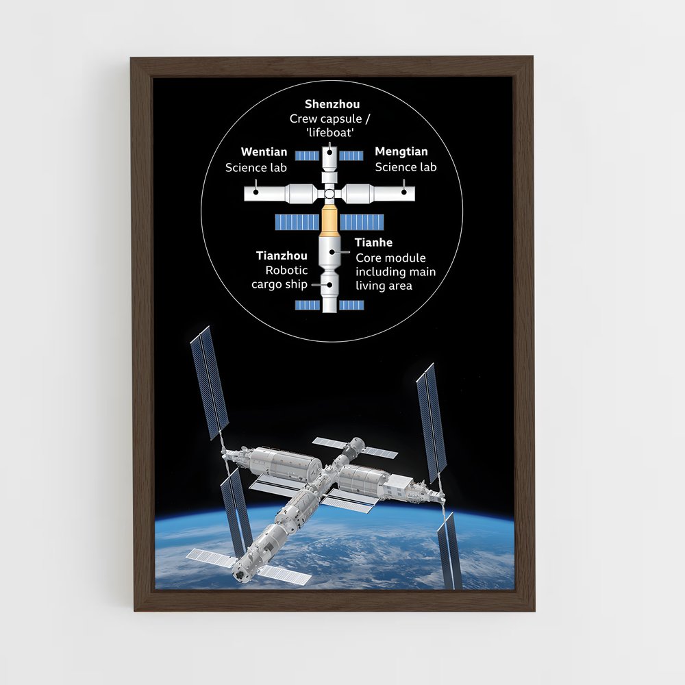 ap-tiangong chinese station-1 cadre Bois foncé