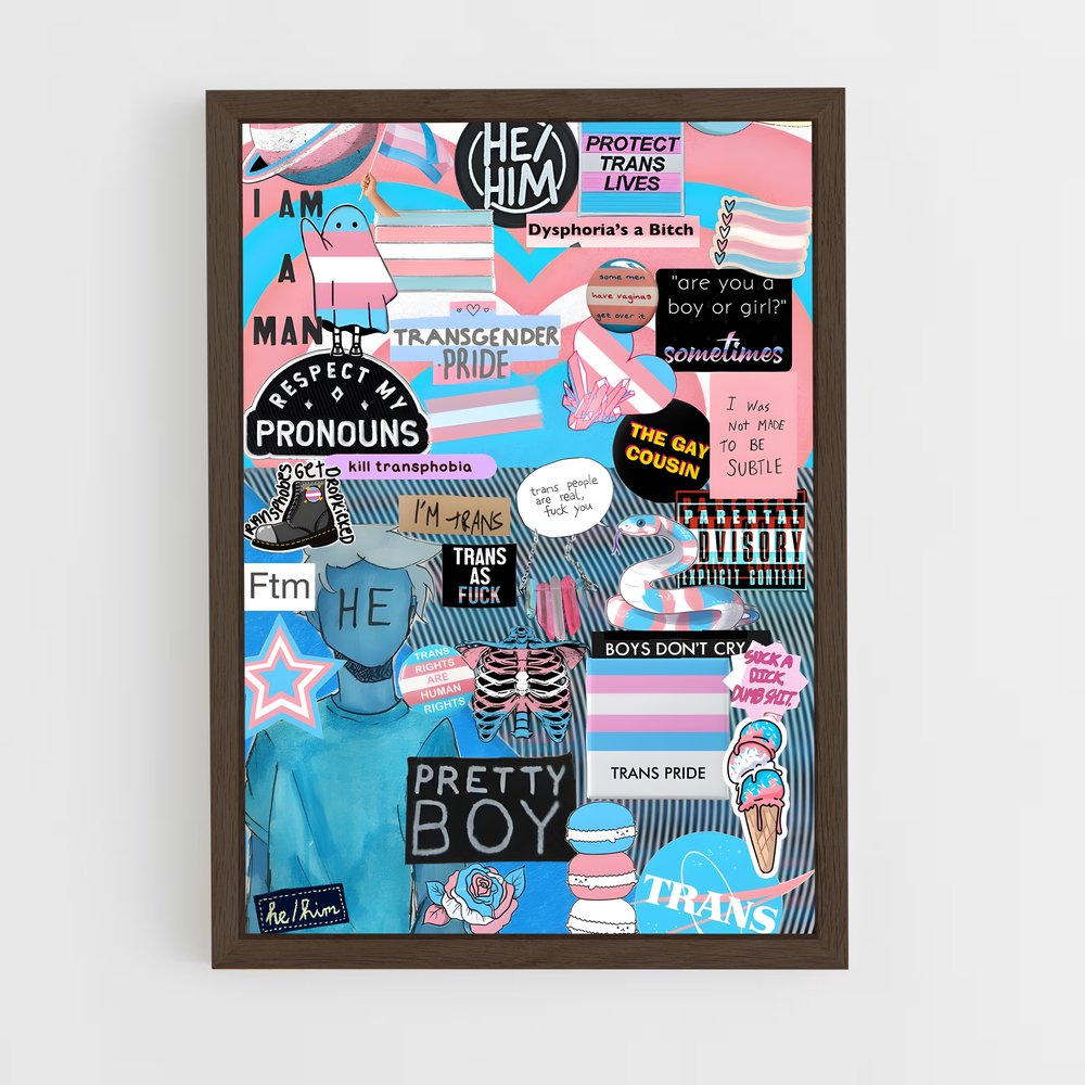 ap-transgender flag-2 cadre Bois foncé