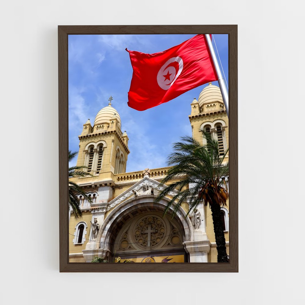 ap-tunisia flag-1 cadre Bois foncé