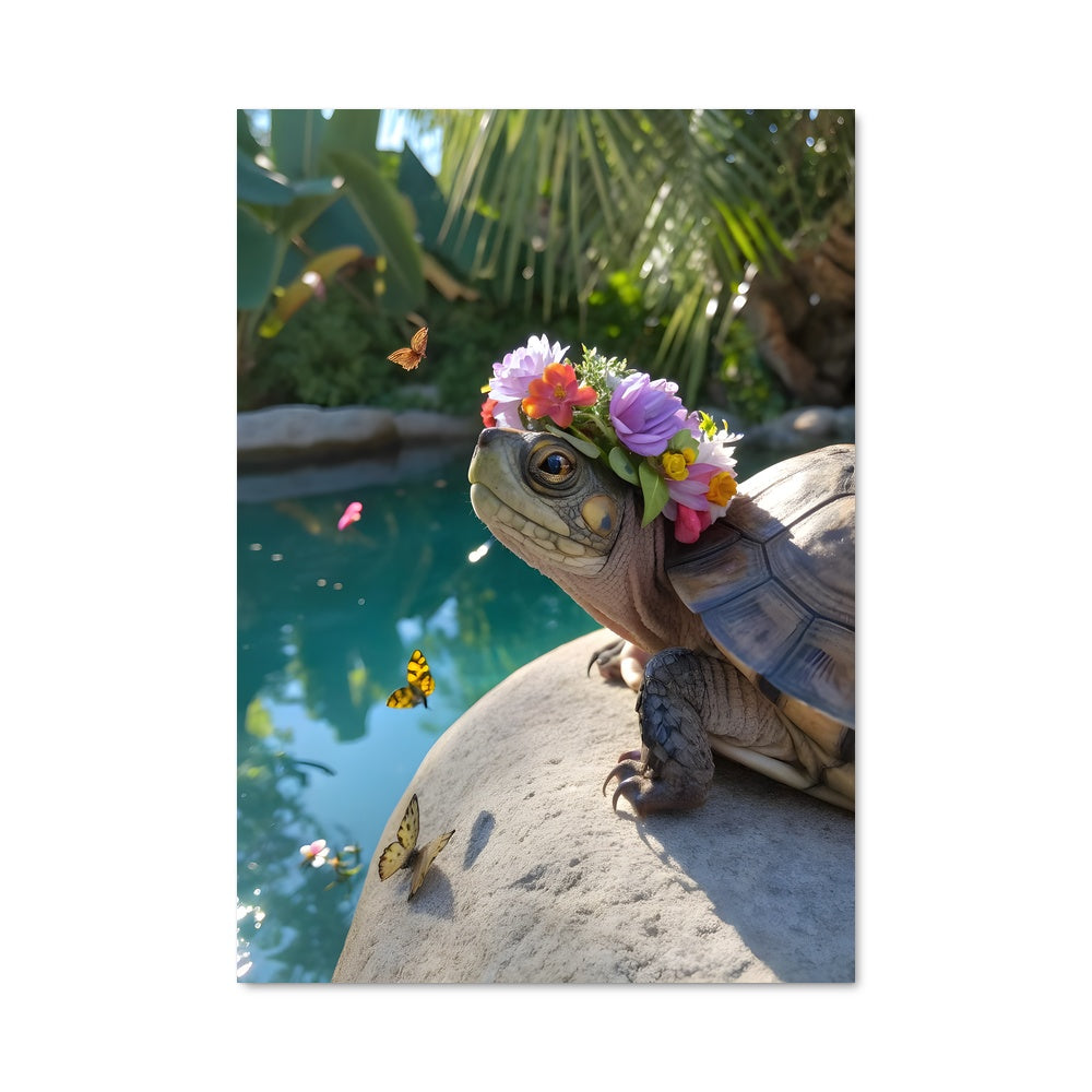 Poster Tortue Florale