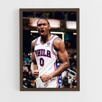 ap-tyrese maxey-1 cadre Bois foncé