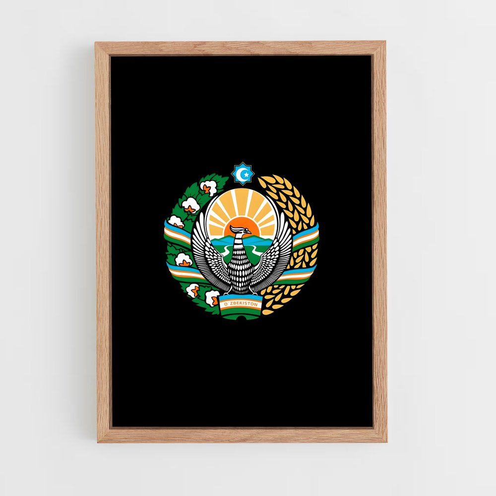 ap-uzbekistan flag-2 cadre Bois clair