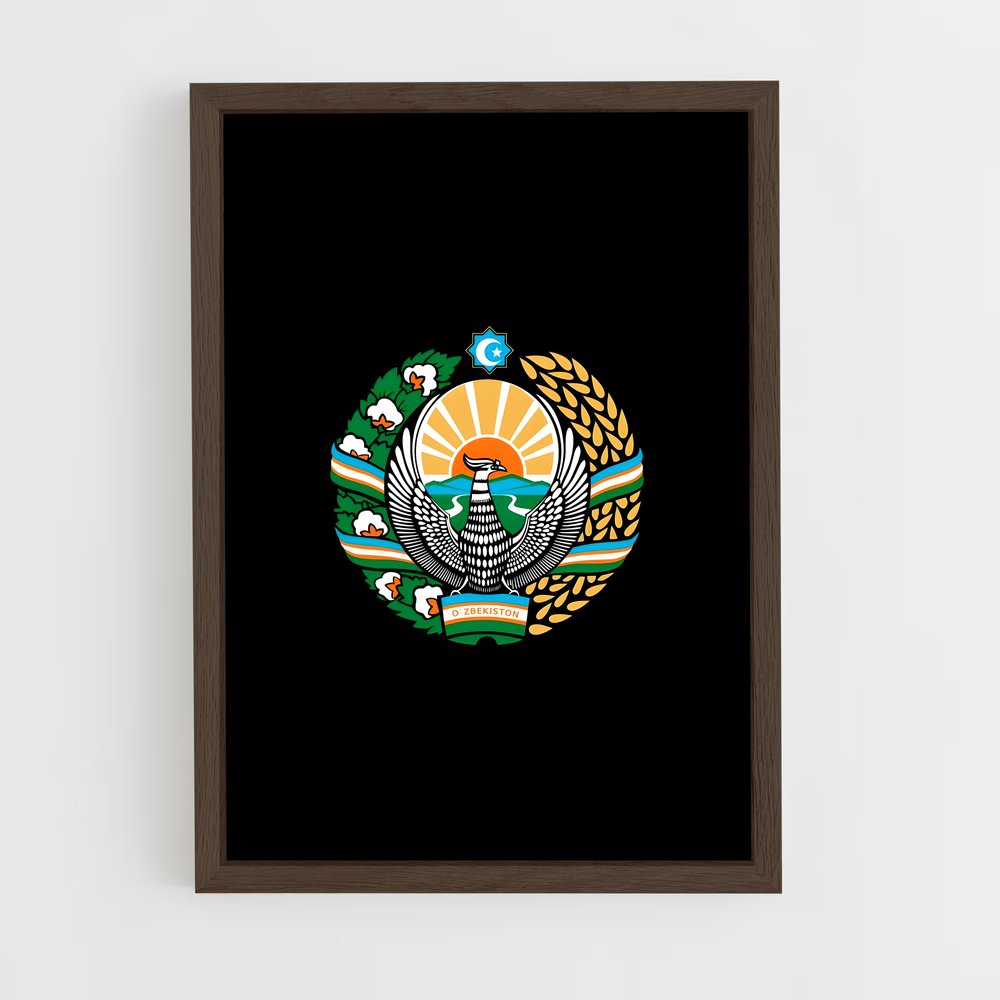 ap-uzbekistan flag-2 cadre Bois foncé
