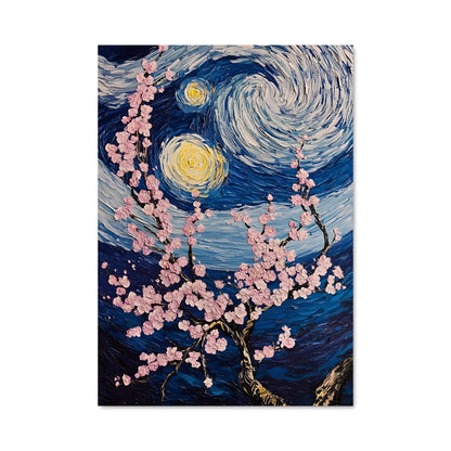 Poster Nuit Étoilée et Cerisiers