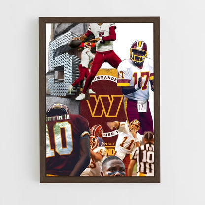 ap-washington commanders-9 cadre Bois foncé