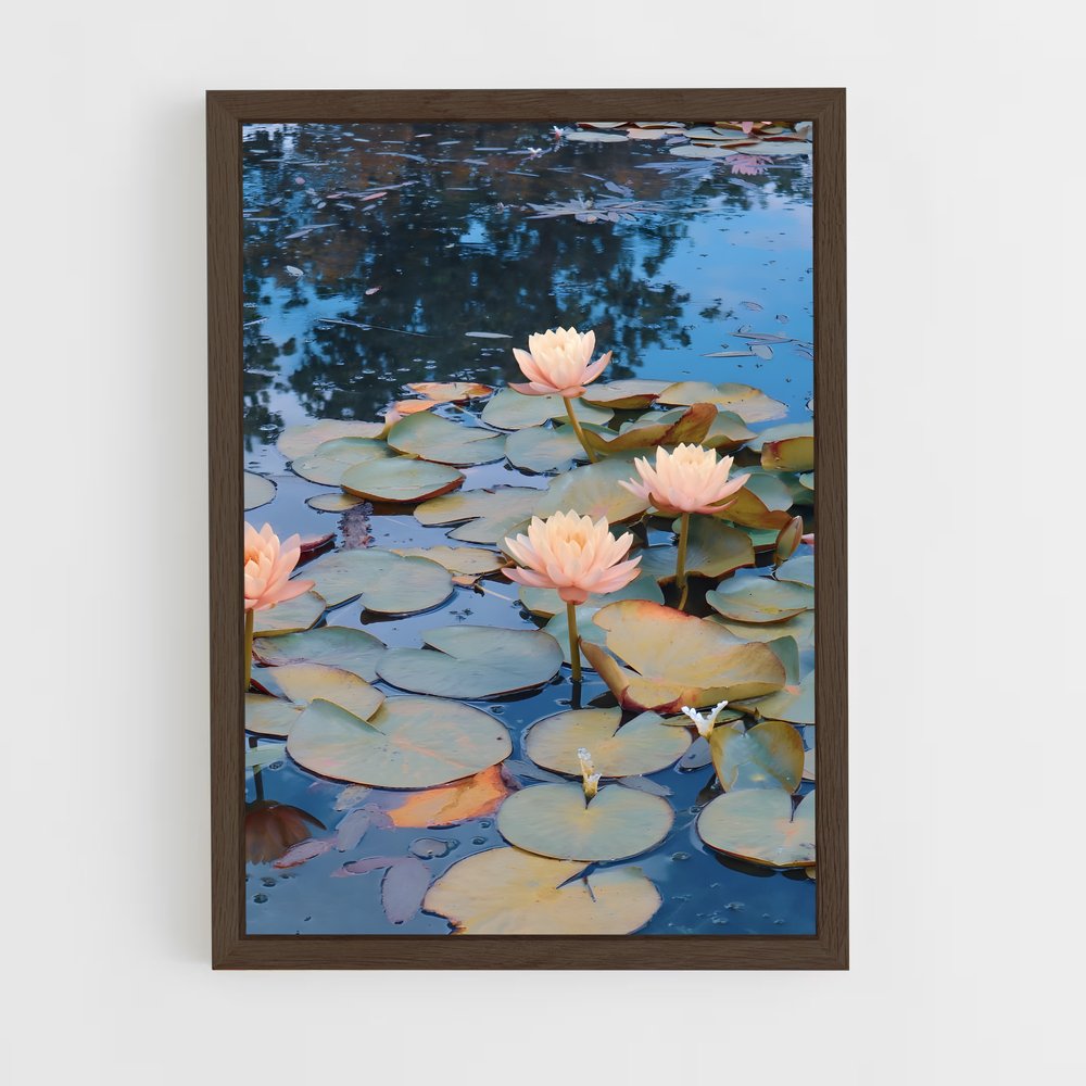 ap-water lily-2 cadre Bois foncé